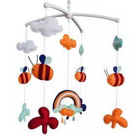 Cute Orange Bees Rainbow Handmade Baby Musical Crib Mobile Hanging Toy Gift Boys Girls Nursery Room Decor - Default