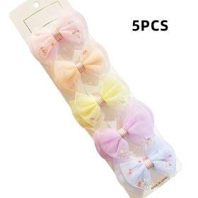 Chiffon Bow Ribbon Girls Hairpins Cute Colorful Bows Flowers Children Hair Clips Fashion Hair Accessories - B- 1