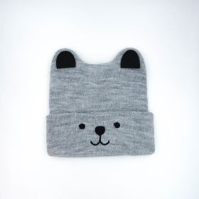 New Grey Baby Bear Ear Knit Hat - Gray