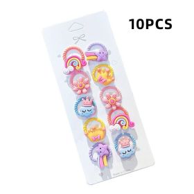 10pcs/set Girls Cartoon Nylon Scrunchie Kids Ponytail Holder Hair Bands Rubber Band Headband Fashion Hair Accessories - A- 3