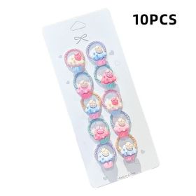 10pcs/set Girls Cartoon Nylon Scrunchie Kids Ponytail Holder Hair Bands Rubber Band Headband Fashion Hair Accessories - A- 4