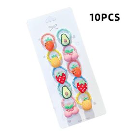 10pcs/set Girls Cartoon Nylon Scrunchie Kids Ponytail Holder Hair Bands Rubber Band Headband Fashion Hair Accessories - A- 8