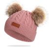 Cute Double Wool Pompom Baby Hat Children Cap Warm Autumn Winter Hats For Kids Boys Girls Knitted Warmer Beanie Caps Bonnet - Pink - 0-3 Years