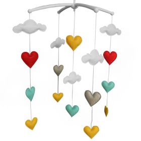 Handmade Yellow Green Red Hearts Baby Crib Mobile Nursery Room Decor Musical Mobile Crib Toy for Girls Boys - Default