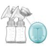 Best-selling Double Suction Baby Feeder Massage Moms Helper Hands Free Electric Breast Pump Bottle Milk Extractor - Blue