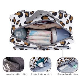 Waterproof baby print stroller bag storage hanging bag diaper bag mother and baby mommy bag - Mommy Bag-Leopard print