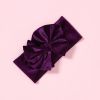 Baby Bows Velvet Headbands Turbans Hairband Headwraps Stretchy Wide Cross Knotted for Newborn Toddlers Kids - purple