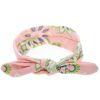 Baby Girl Headbands Bohemian Floral Style Vintage Flower Printed Elastic Head Wrap Twisted Hair Accessories - pink
