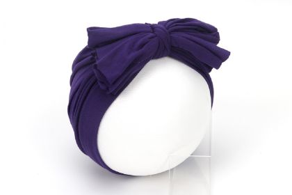 Baby Girls Headwrap Bowknot Cotton Cloth Turban Toddler Ear Hat Kids Head Cap Baby Hats - blue