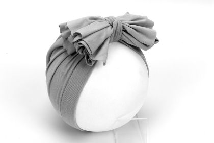 Baby Girls Headwrap Bowknot Cotton Cloth Turban Toddler Ear Hat Kids Head Cap Baby Hats - gray