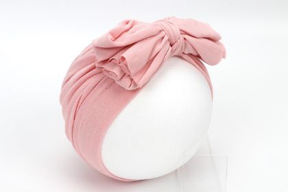 Baby Girls Headwrap Bowknot Cotton Cloth Turban Toddler Ear Hat Kids Head Cap Baby Hats - pink