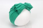 Baby Girls Headwrap Bowknot Cotton Cloth Turban Toddler Ear Hat Kids Head Cap Baby Hats - green