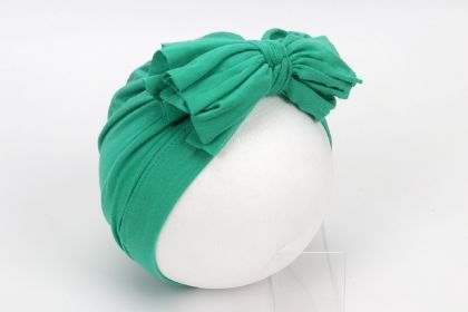 Baby Girls Headwrap Bowknot Cotton Cloth Turban Toddler Ear Hat Kids Head Cap Baby Hats - green