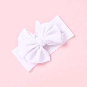 Baby Bows Velvet Headbands Turbans Hairband Headwraps Stretchy Wide Cross Knotted for Newborn Toddlers Kids - white