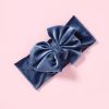 Baby Bows Velvet Headbands Turbans Hairband Headwraps Stretchy Wide Cross Knotted for Newborn Toddlers Kids - blue