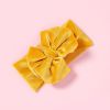 Baby Bows Velvet Headbands Turbans Hairband Headwraps Stretchy Wide Cross Knotted for Newborn Toddlers Kids - yellow