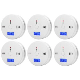 LCD CO Sensor Carbon Monoxide Detector 85dB Sound Independent CO Poisoning Warning Alarm Detector Meter Kitchen Fireplace Indoor - CN - 6PCS