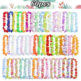 40-100pcs Hawaiian Party Artificial Flowers leis Garland Necklace Headband Garlands Beach Tropical Party Supplies Wedding Decor - Set D-60pcs - China