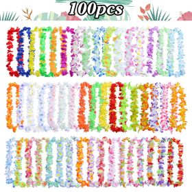 40-100pcs Hawaiian Party Artificial Flowers leis Garland Necklace Headband Garlands Beach Tropical Party Supplies Wedding Decor - Set E-100pcs - China