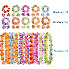 40-100pcs Hawaiian Party Artificial Flowers leis Garland Necklace Headband Garlands Beach Tropical Party Supplies Wedding Decor - Set A-40pcs - China