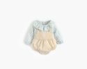 Baby Girl 1pcs Plaid Pattern False 2-Piece Design Ruffle Neck Onesies - 66 (3-6M) - Khaki