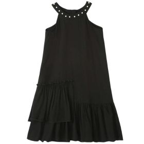 Baby Girl Solid Color Halter Neck Design Tirregular Hem Dress For Special Ocassion - 140 (8-10Y) - Black