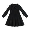 Baby Girl Solid Color Long Sleeve Fashion Korean Style Dress - 90 (12-24M) - Black