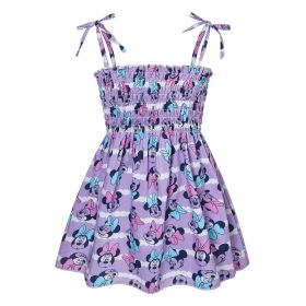 Baby Girl Flower & Fruit Graphic Shirred Design Sling Dress - 90 (12-24M) - Purple