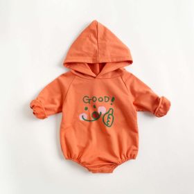 Baby Girl 1pcs Cartoon Pattern Long Sleeved Funny Onesies With Hat - 90 (12-24M) - Orange