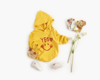 Baby Girl 1pcs Cartoon Pattern Long Sleeved Funny Onesies With Hat - 80 (9-12M) - Yellow