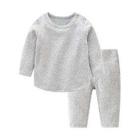 Baby Solid Color Long Sleeve Underwear Sets In Spring & Autumn - 73 (6-9M) - Grey