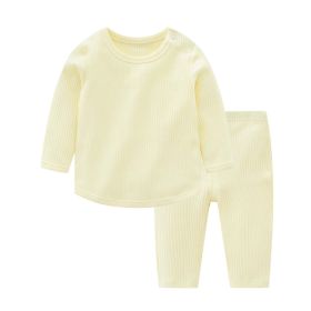 Baby Solid Color Long Sleeve Underwear Sets In Spring & Autumn - 100 (2-3Y) - Beige