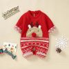 Baby Cute Christmas Elk Pattern Autumn Winter New Style Romper - 59 (0-3M) - Red