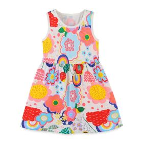 Baby Girl Cartoon Print Pattern Sleeveless Cute Dress In Summer - 100 (2-3Y) - White