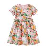 Baby Girl All Over Print Pattern Long Style Fashion Cotton Dress - 90 (12-24M) - Pink