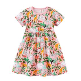 Baby Girl All Over Print Pattern Long Style Fashion Cotton Dress - 90 (12-24M) - Pink