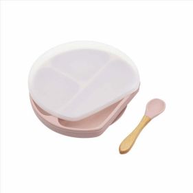 Baby Silicone Compartment Plate With Wooden Spoon - Average Size (0-8Y) - Pink