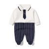 Baby Boy Striped Patchwork Pattern Tie Dye Design Lapel Convered Jumpsuit - 59 (0-3M) - Black