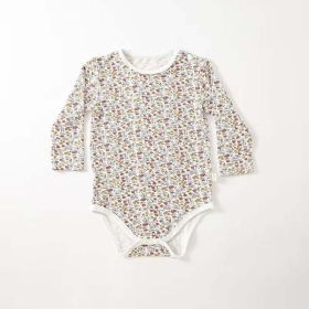 Baby Floral & Heart Pattern Soft Cotton Long Sleeved Onesies - 80 (9-12M) - White