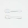 Baby Food Grade Complementary Food Training Silicone Spoon Fork Sets - Average Size (0-8Y) - White