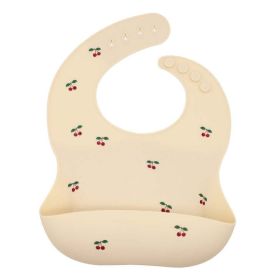 Baby Printed Pattern Food Grade Silicone Bibs - Average Size (0-8Y) - Apricot