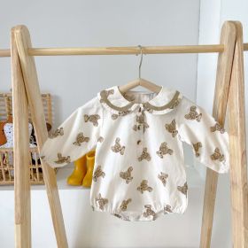 Baby Dot & Bear Graphic Long Sleeve Onesies In Autumn Outfits - 66 (3-6M) - Brown