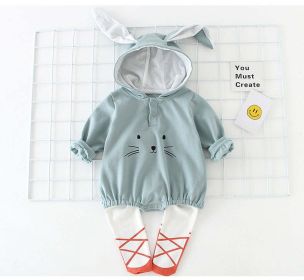 Baby Cartoon Shape Solid Color Long Sleeved Triangle Onesies - 73 (6-9M) - Blue