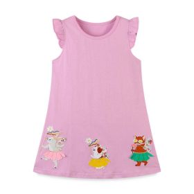 Baby Cartoon Patched Graphic Sleeveless Princess Summer Dress - 120 (5-7Y) - Pink