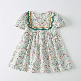 Baby Girl Solid Color Embroidered Design Doll-Neck Dress - 90 (12-24M) - Green