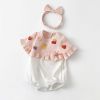 Baby Girls Fruit Embroidered Graphic Lace Sleeve Onesies & Headband - 59 (0-3M) - Pink