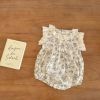 Baby Floral Print Lace Ruffle Design Sleeveless Onesies - 66 (3-6M) - Apricot