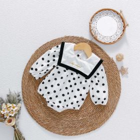 Baby Girl Polka Dot Graphic Salior Collar Design Bodysuit - 80 (9-12M) - White