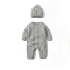 Baby Solid Color Crochet Knitted Pattern Shoulder Button Design Rompers - 59 (0-3M) - Grey