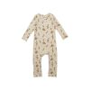 Baby Floral Print Pattern Long Sleeve Comfy Cotton Jumpsuit - 66 (3-6M) - Apricot